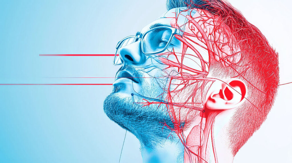 Diş ağrısının kulağa vurduğu bölgeleri gösteren anatomik illüstrasyon